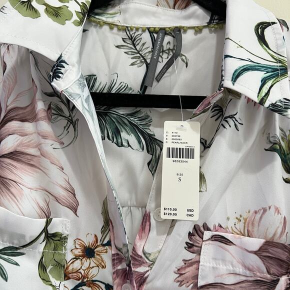 NEW NWT Anthropologie Relaxed Long-Sleeve Floral Shirt Pearl Size S - Picture 5 of 7